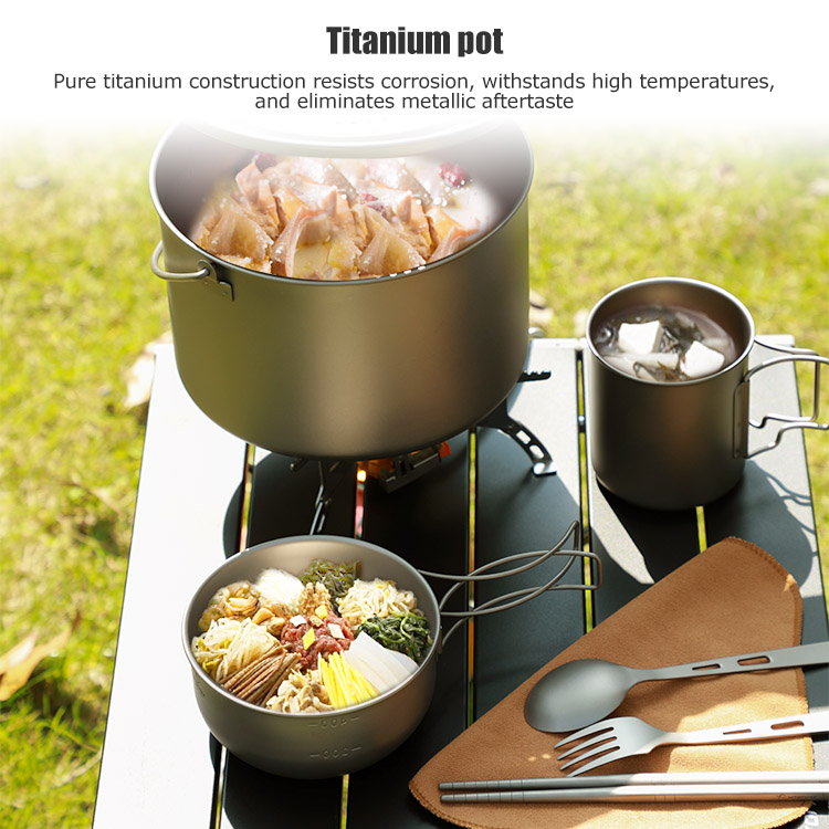 Outdoor Titanium Nonstick Camping Cookware & Tableware Set KASSICO
